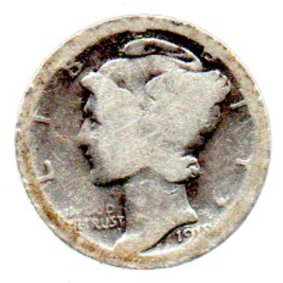 Estate Find  -1918 S  Mercury Dime - 90% Silver - Picture 1 of 2